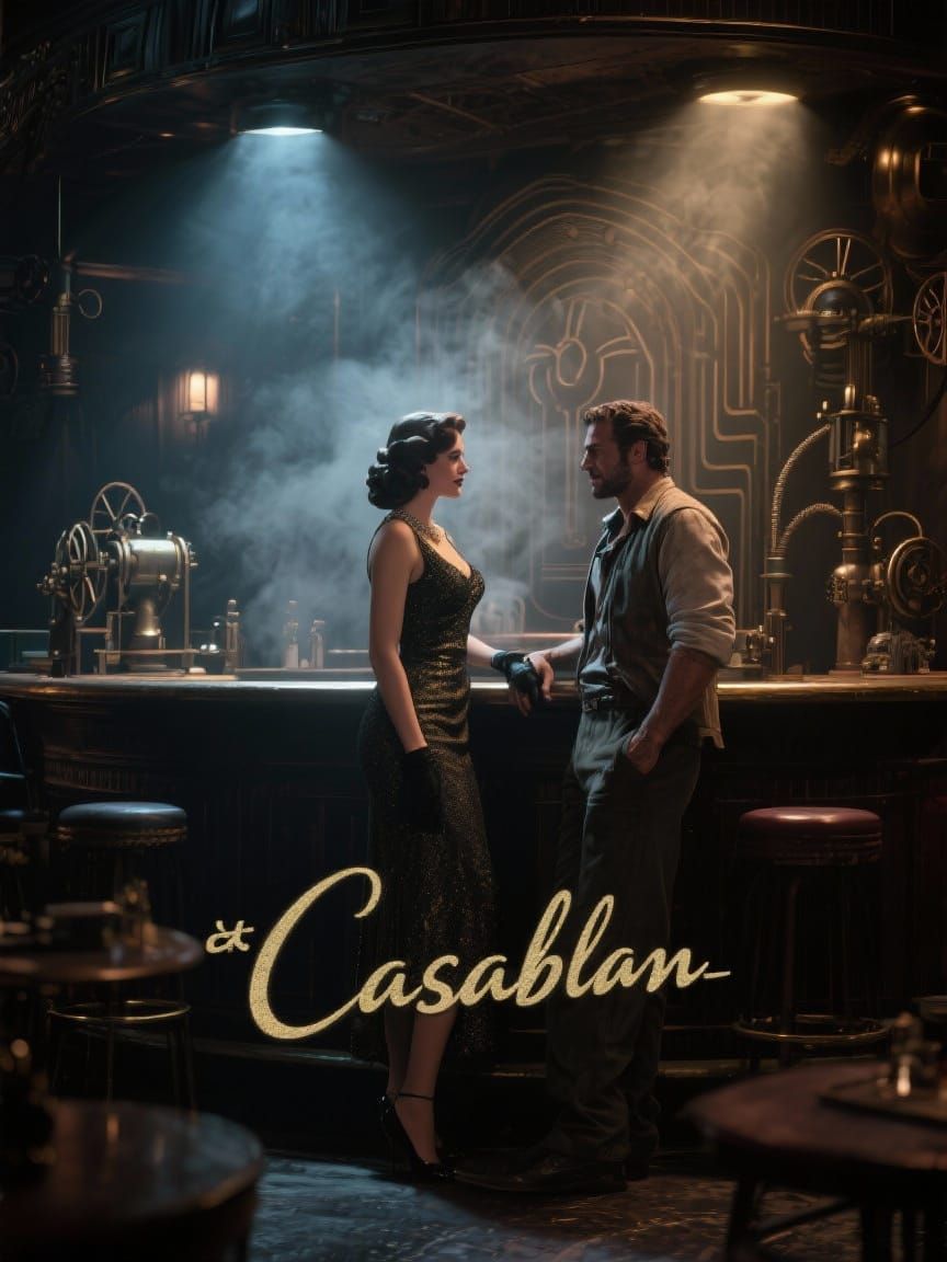 Casablanca Reimagined Movie Poster in Art Deco Style