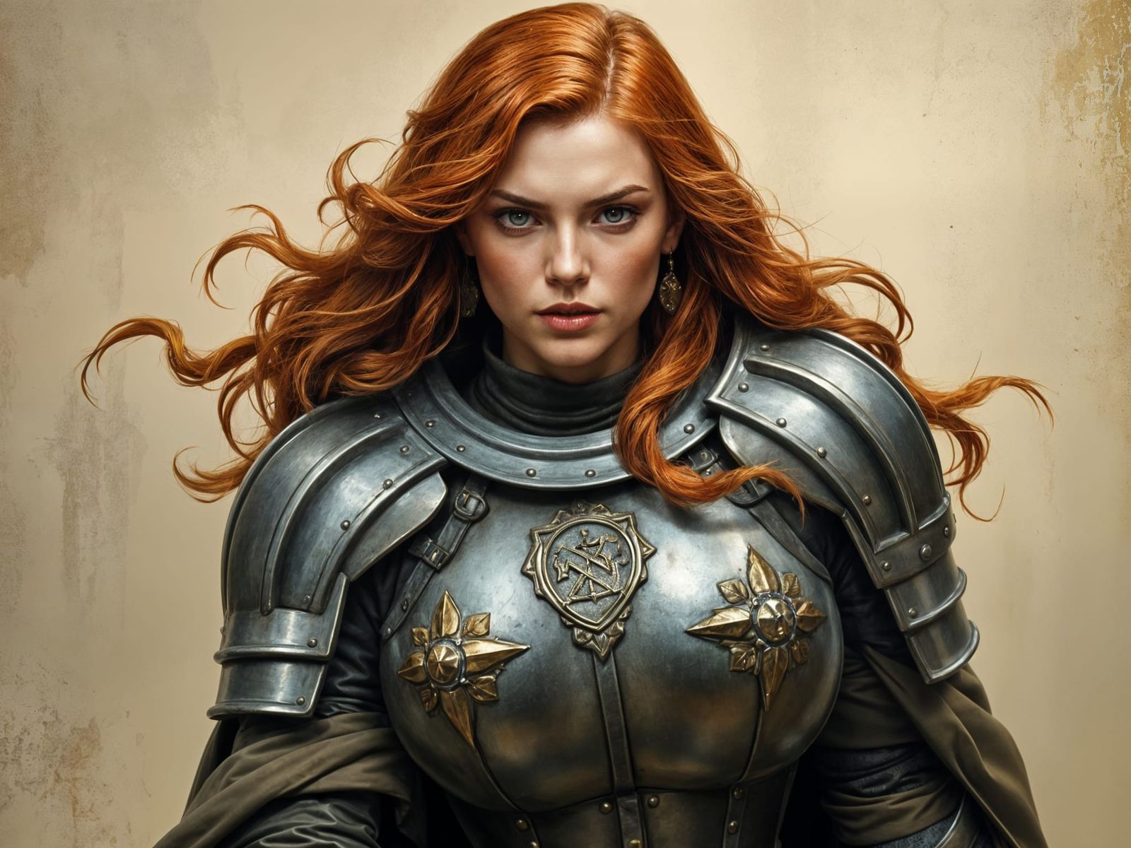 Medieval Warrior Woman in Rustic Armor