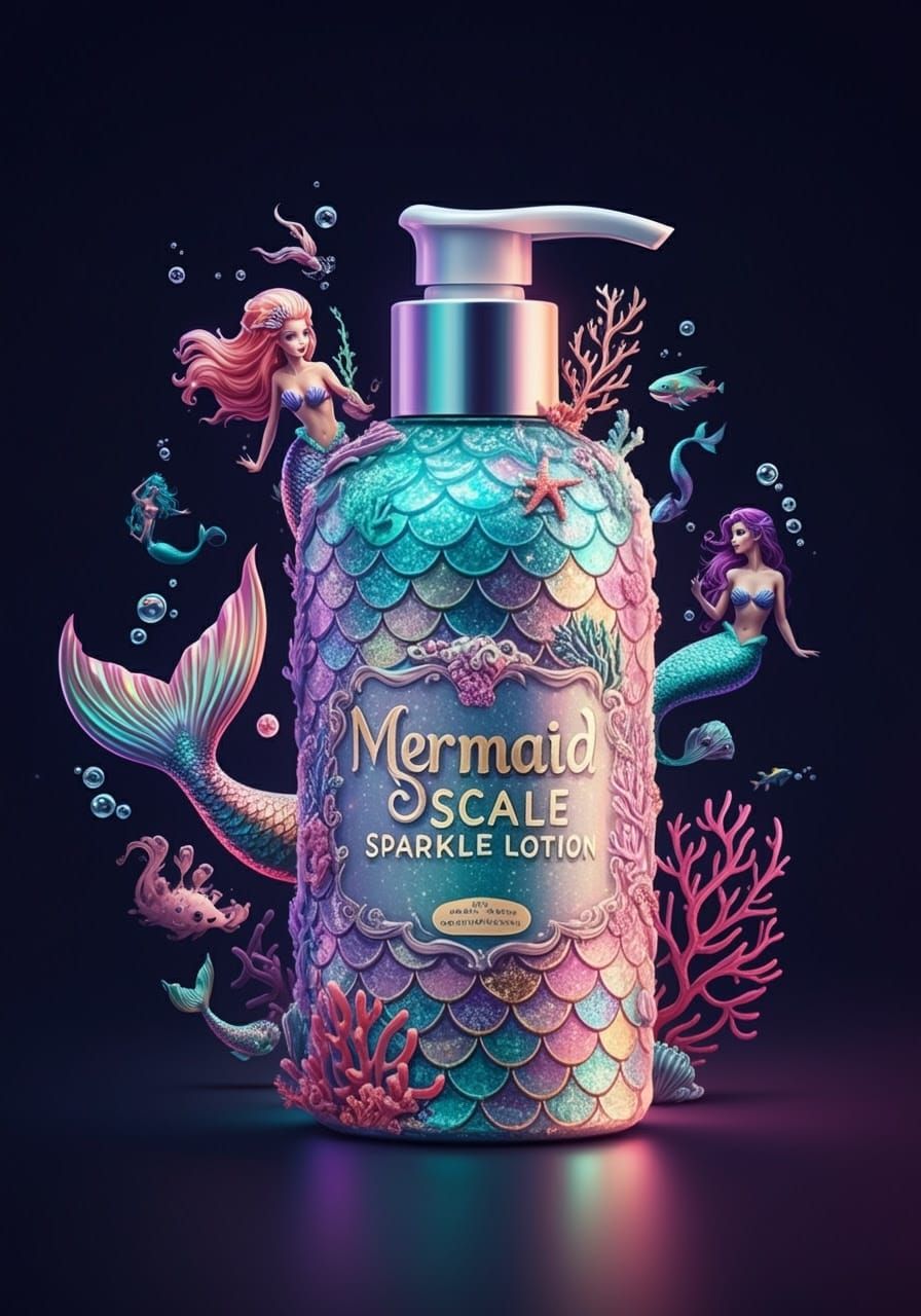 Mermaid-Tail Bottle in Vibrant Neon Hues