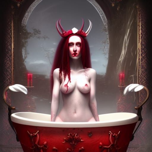 Elizabeth Bathory in Blood: Detailed Matte Painting