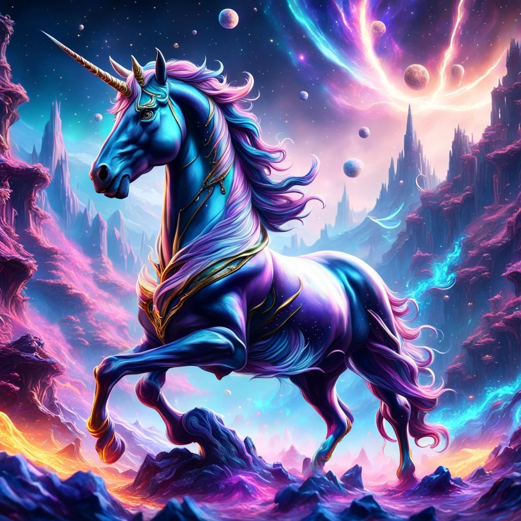Cosmic Unicorn in Detailed Matte Painting Style