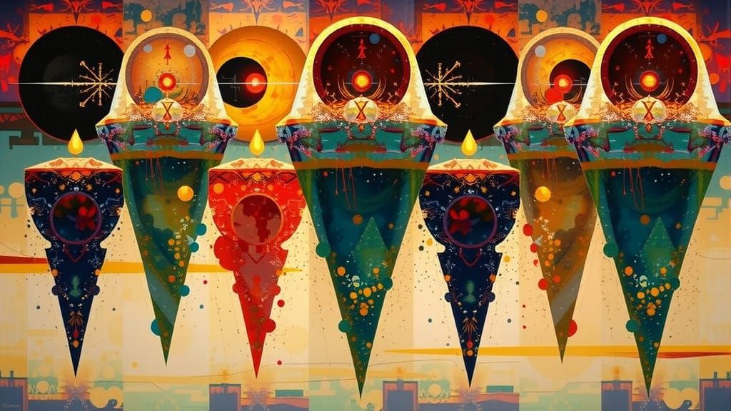 Moissanite Meteorite Impact in Vibrant, Layered Art