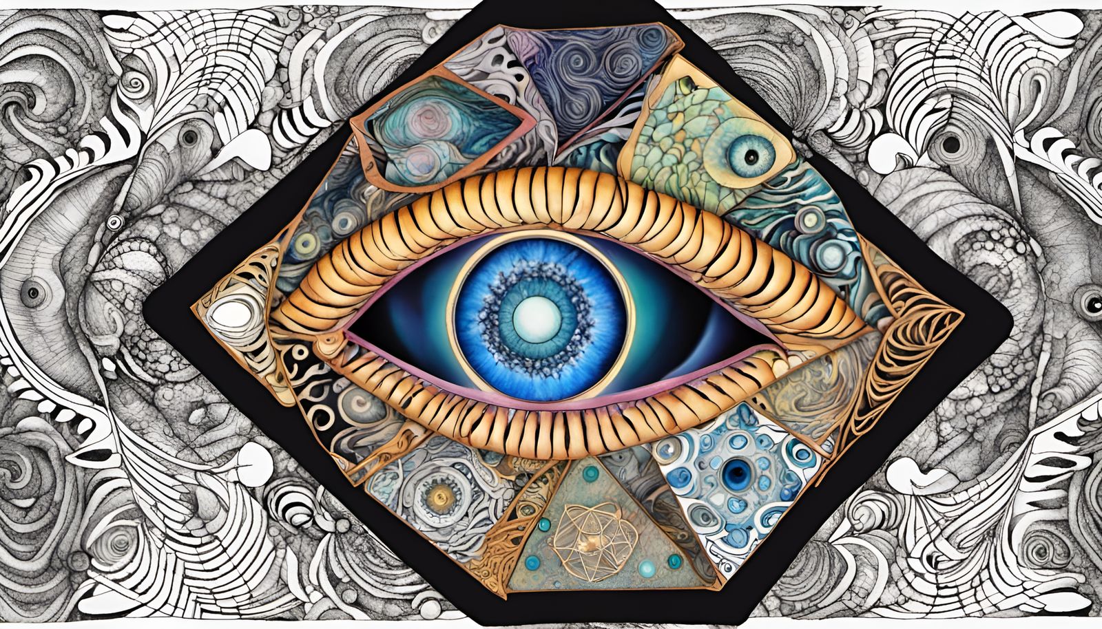 Quantum Zentangle with Eye and Fractal Waves