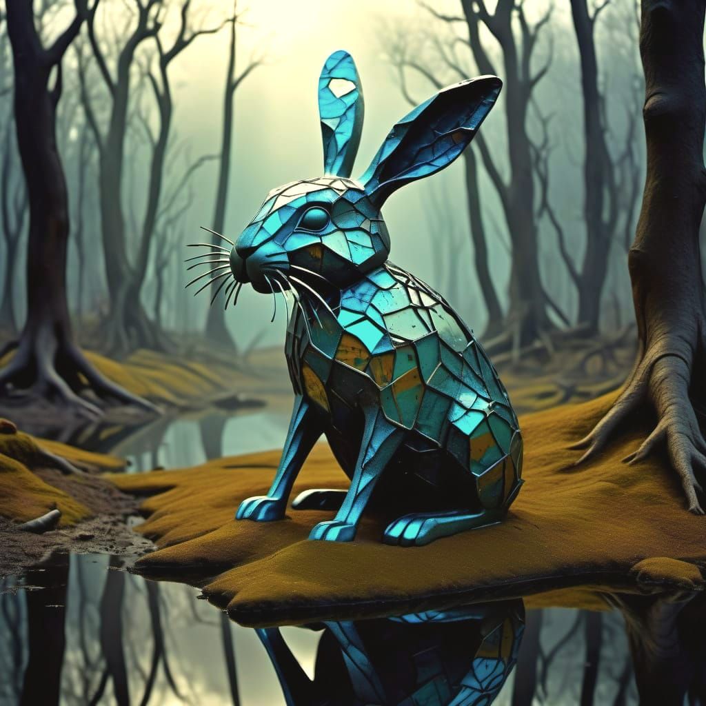 Surreal Bunnies Frolic in Fossil Structure
