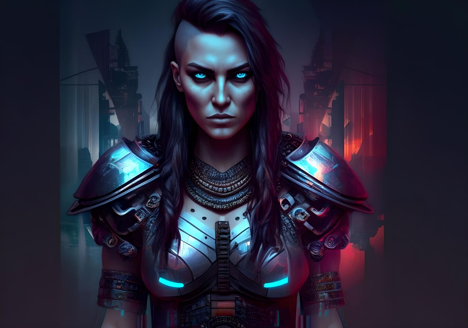 Futuristic Barbarian Warrior Woman in Urban Style