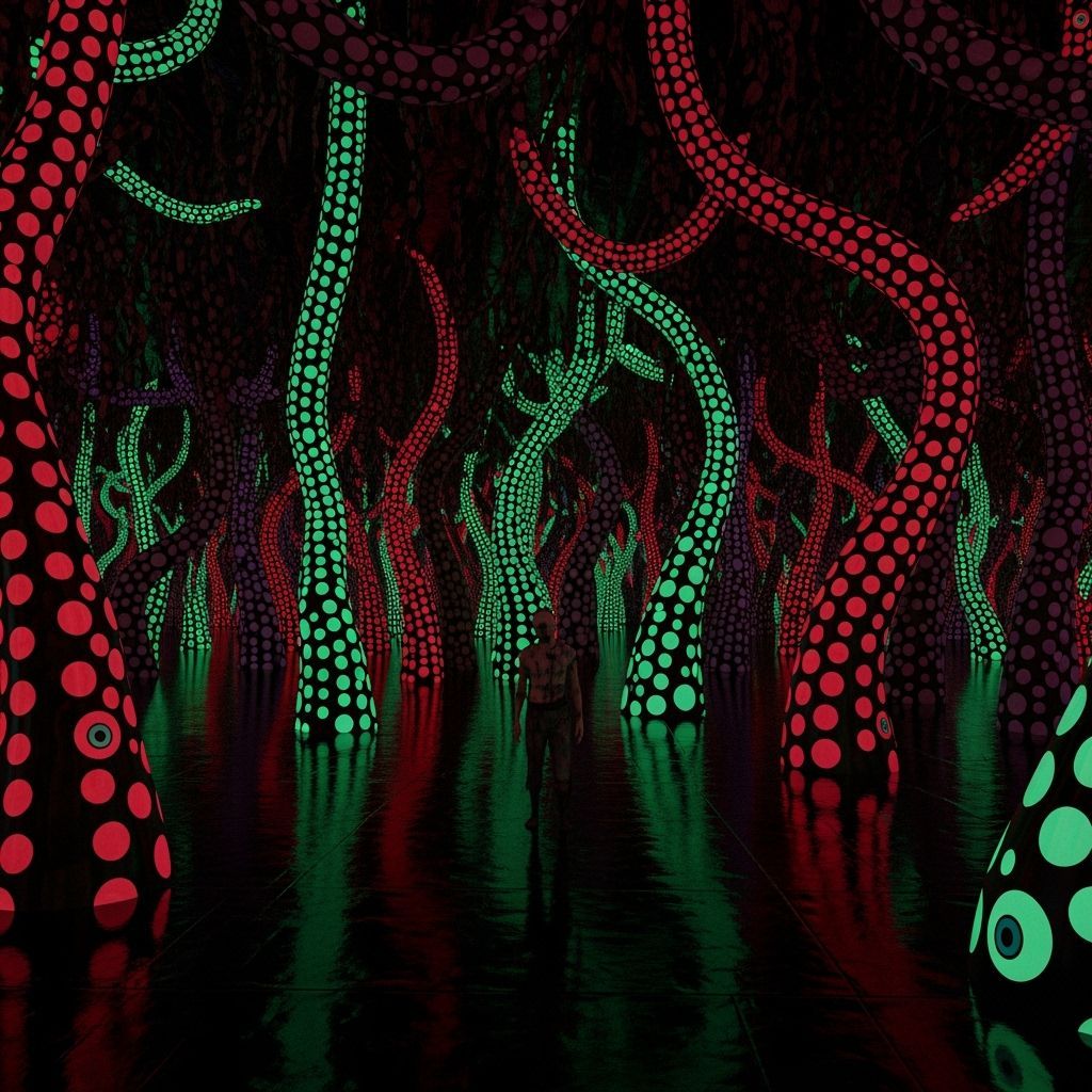 Grimdark Image in Kusama-Inspired Style