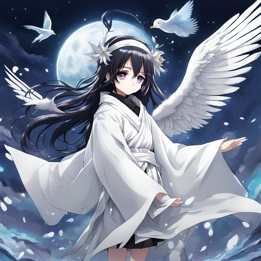 Penguin Fairy Disguised as Human in Anime Style