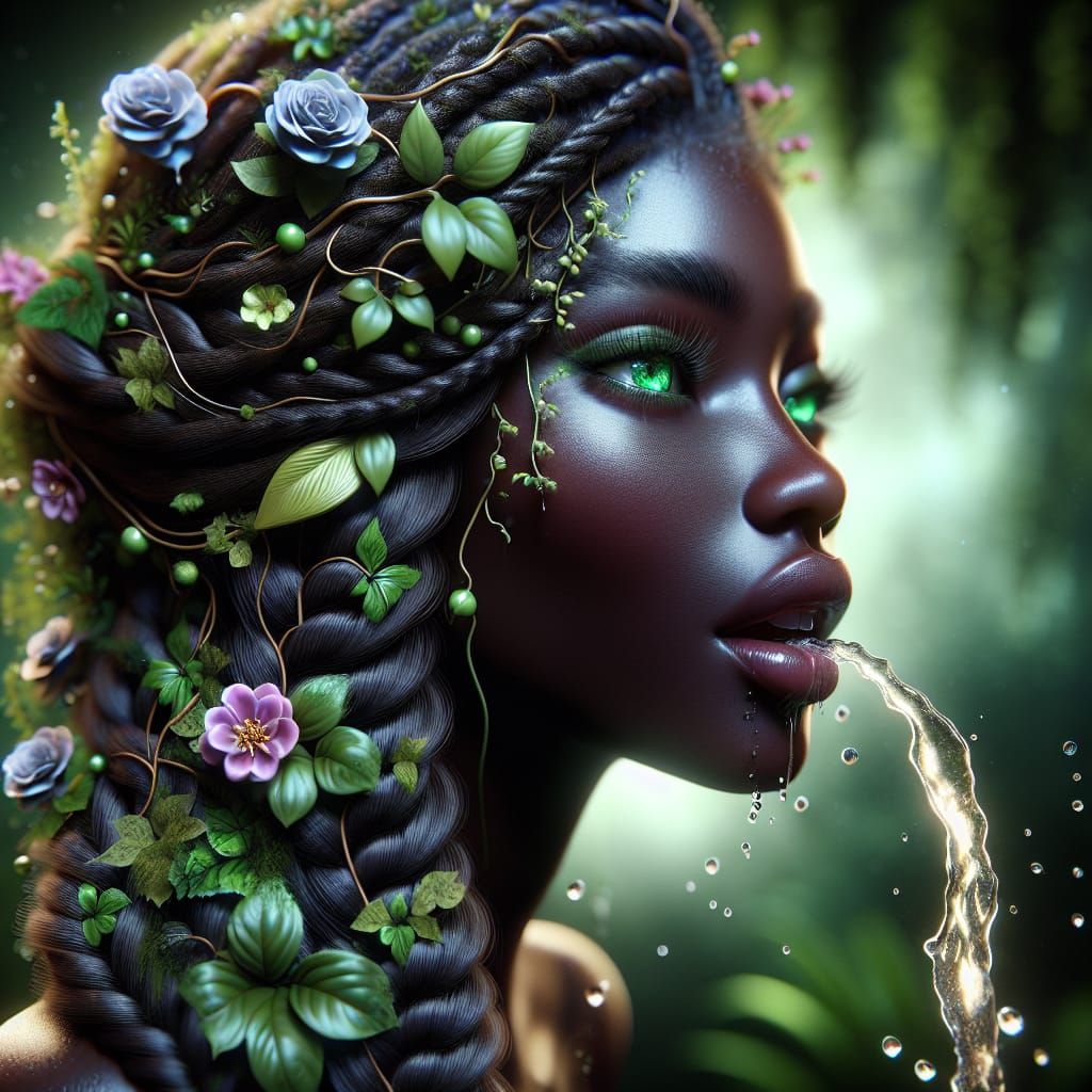 Ethereal African American Nature Goddess in Fantasy Style