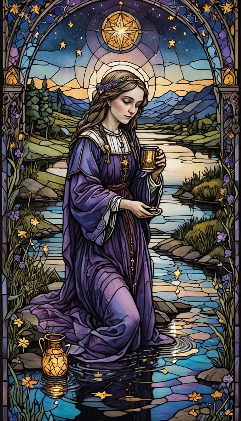 The Star Tarot in Gothic Stained Glass Style