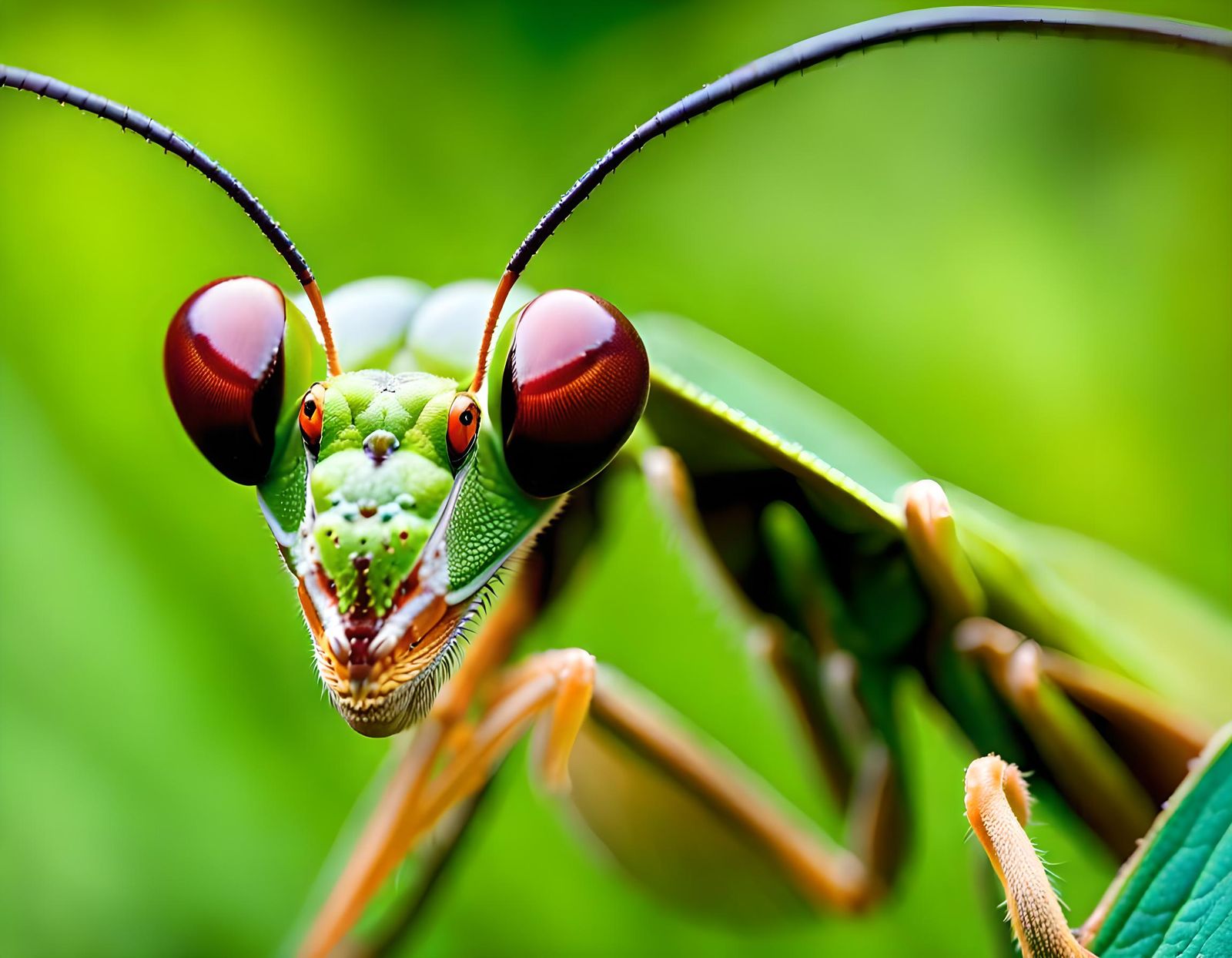 Macro Photo of Praying Mantis Head