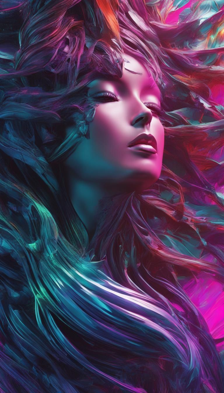 Wet Sculpted Medusa in Neon Colors