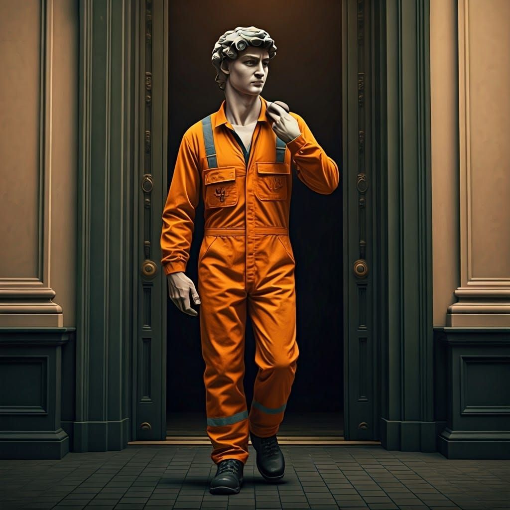 David Statue's Disguise: An Animated Masterpiece