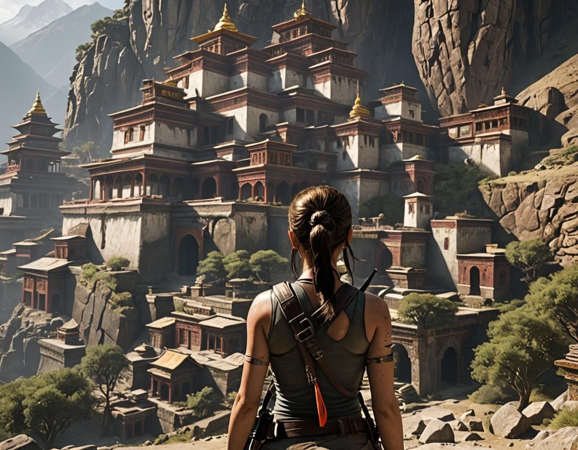 Lara Croft at Tibetan Monastery