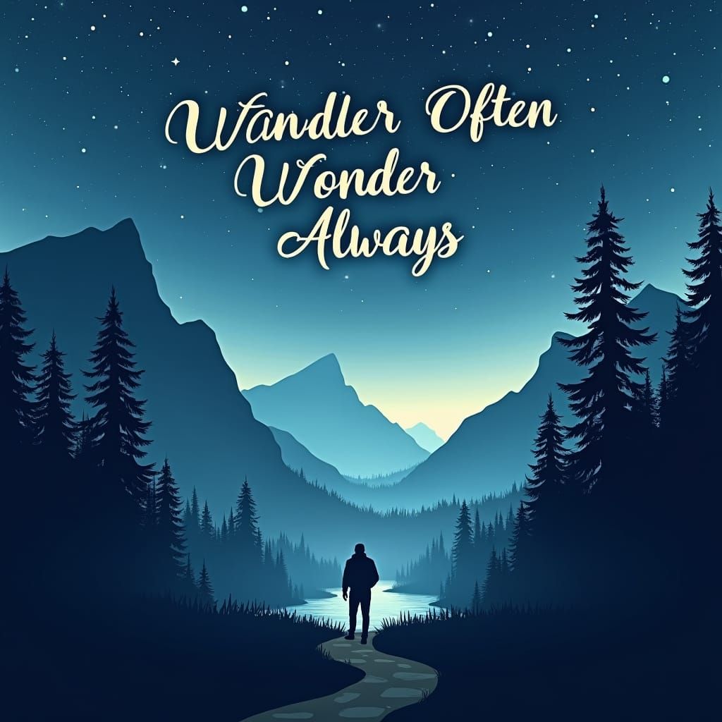 Traveler at Forest Edge Under Starry Sky