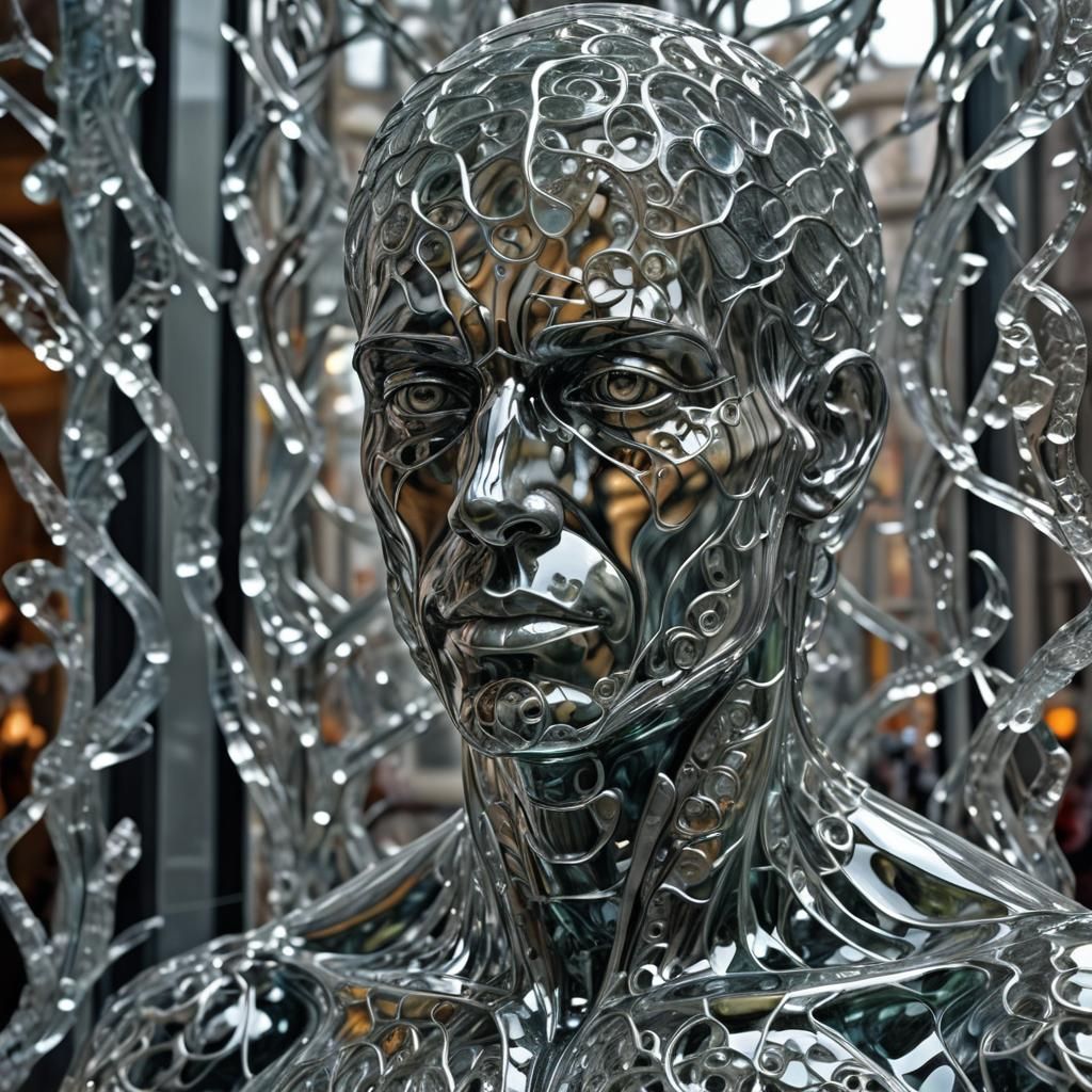 Hyperrealistic Glass Human Sculpture in HDR