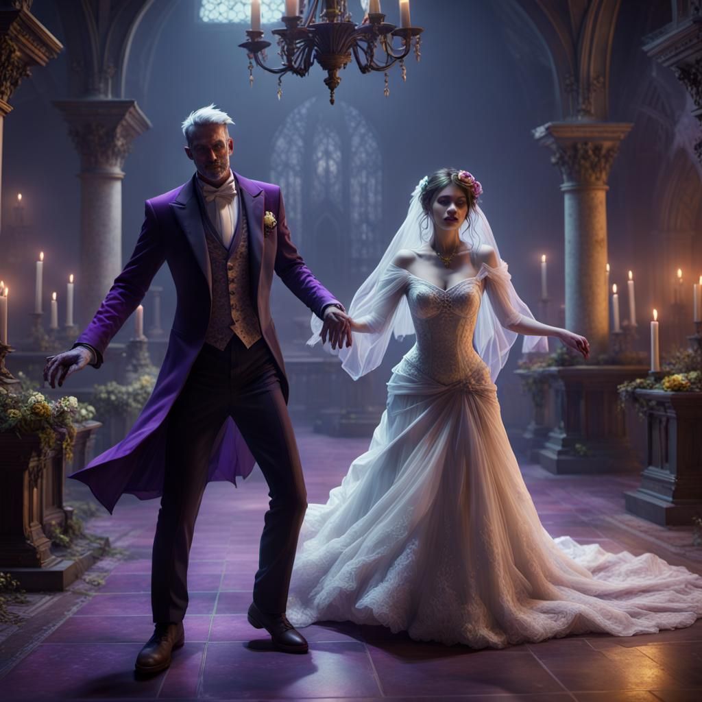 Ghost Bride's Wedding Dance: Dark Fantasy Art