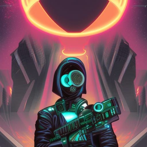 Dynamic Comic Book Art in Cyberpunk Style