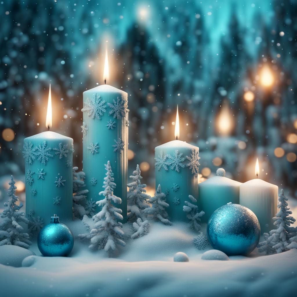 Aqua Blue Christmas Winter Wonderland in 3D