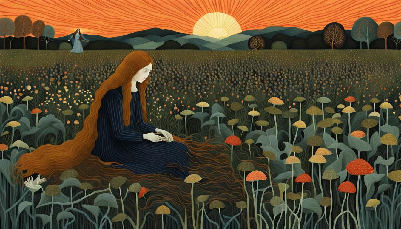 Bio Art Collage of Woman with Broken Heart