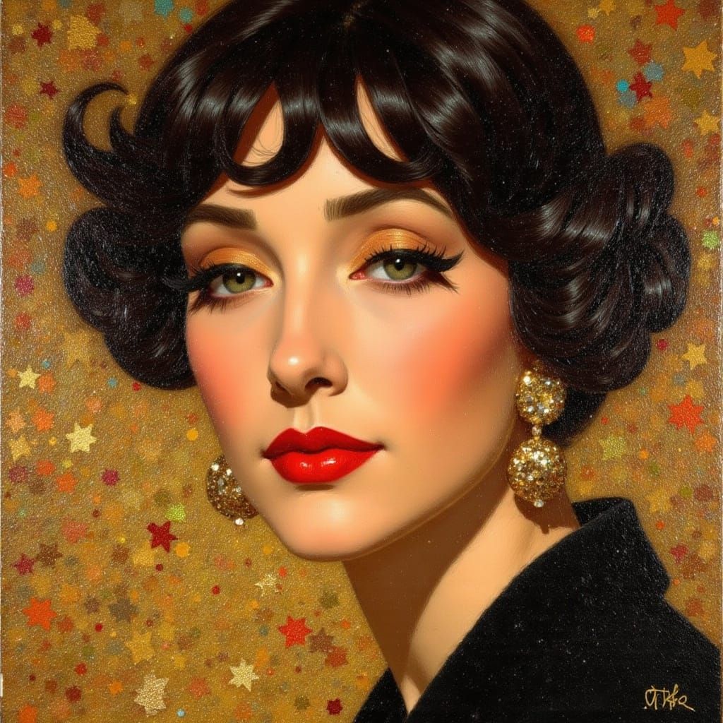 1920s Flapper Portrait in Art Deco Style