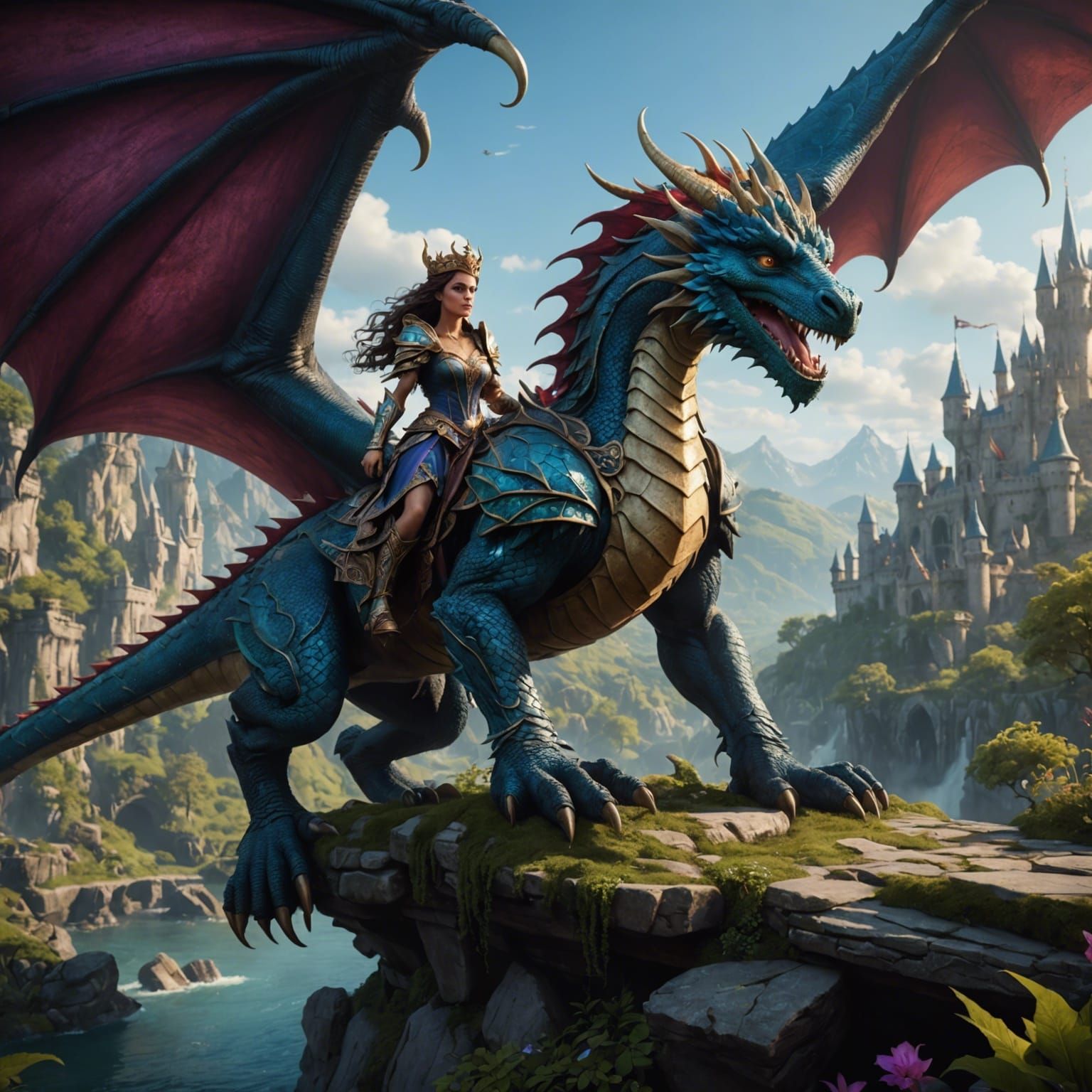 Fairy Dragon Princess in Detailed Matte Painting