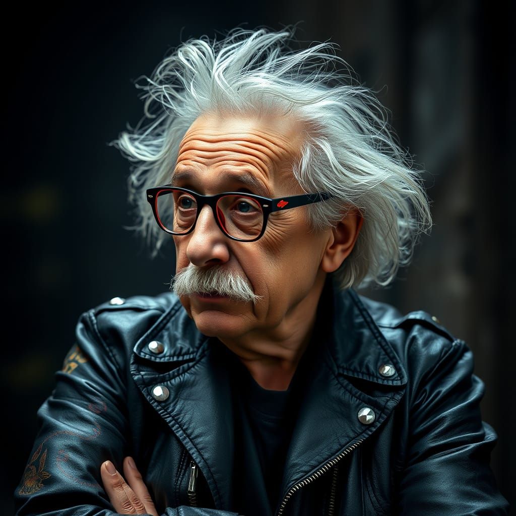 Albert Einstein in Moody, Hyperrealistic Portrait