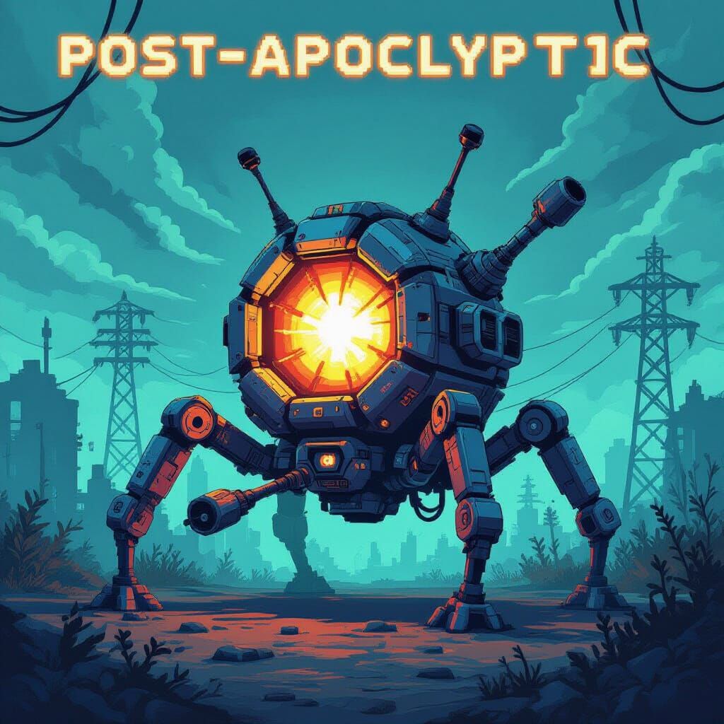 Retro Pixel Art Spider Robot Core System