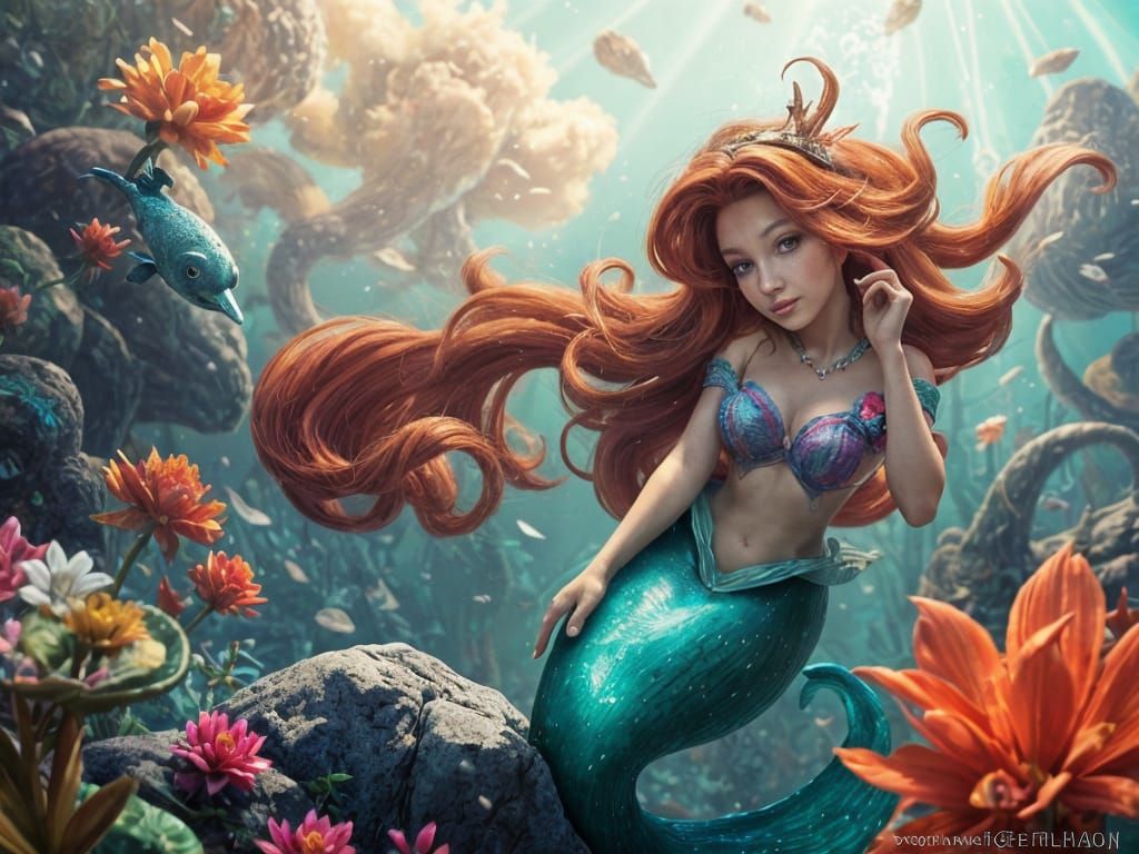 Anime Little Mermaid Digital Illustration
