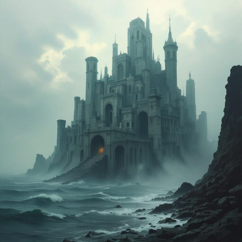Cyclopean City Rises from the Dark Sea