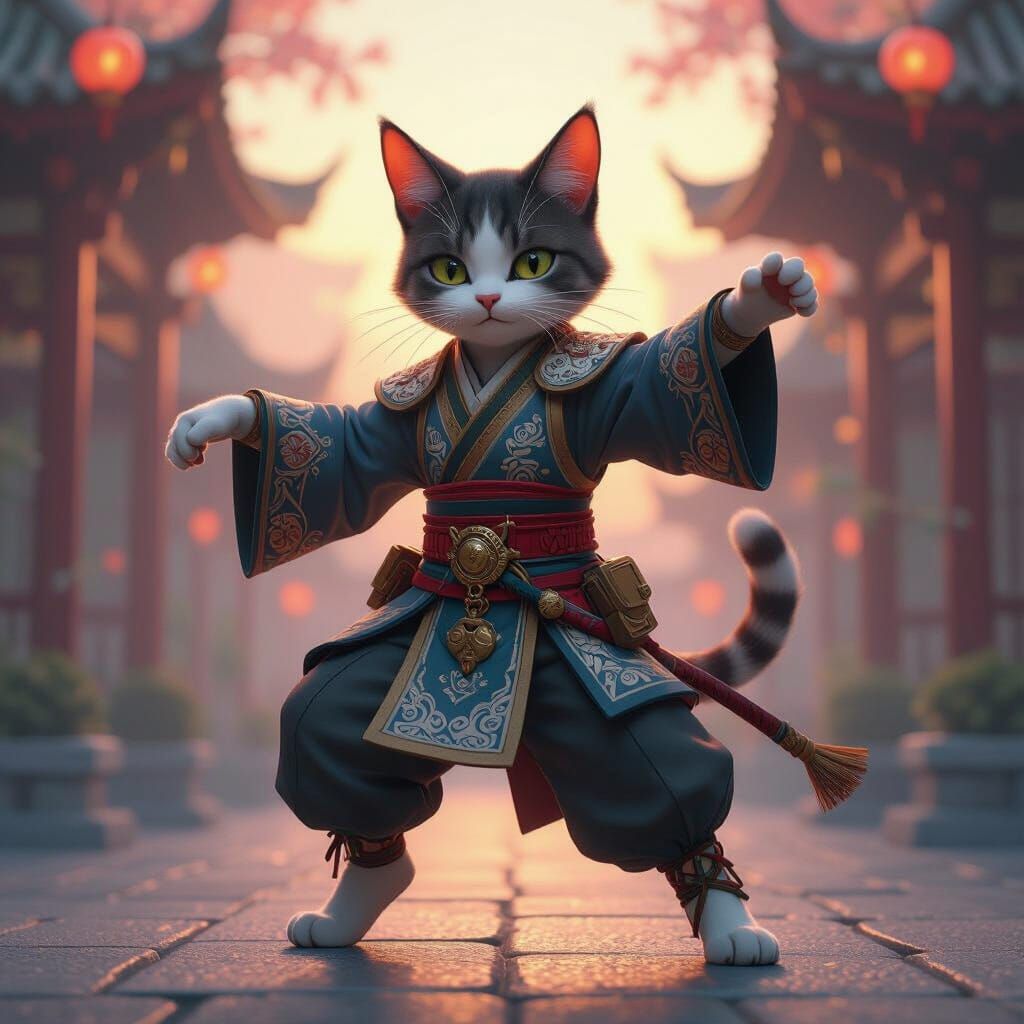 Anthropomorphic Cat in Anime Style