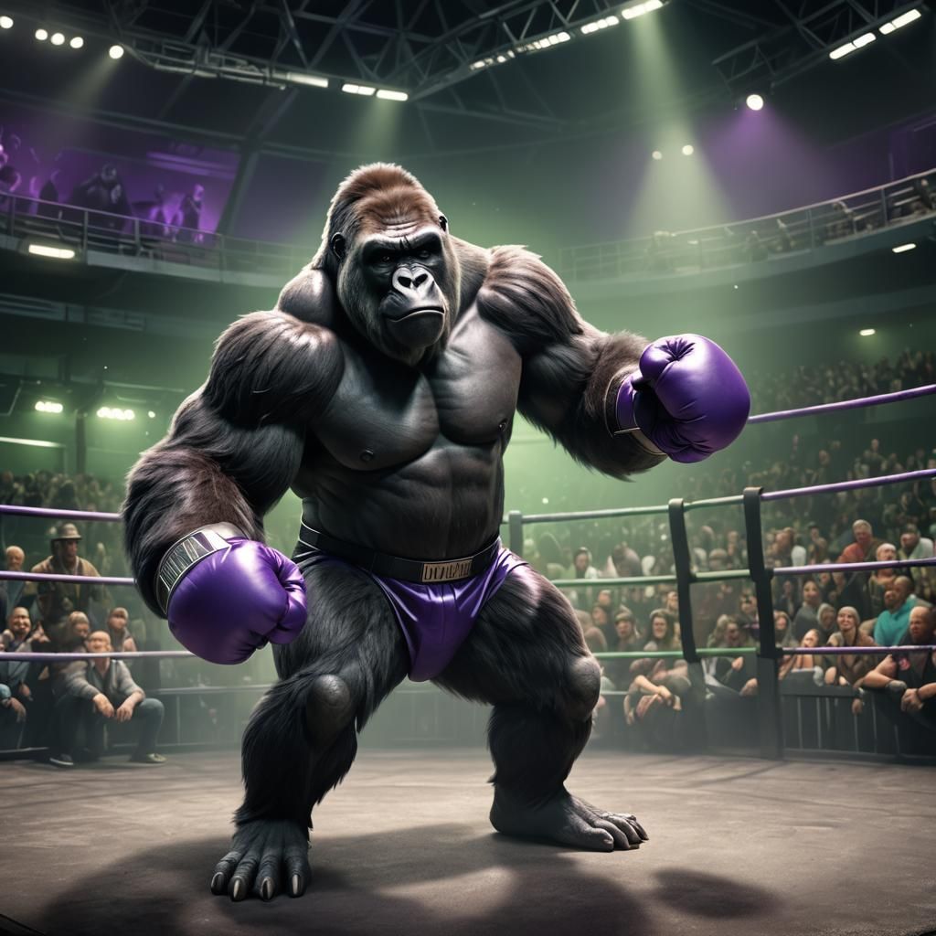 Silverback Gorilla Ready for Battle in Arena: 3D Digital Art