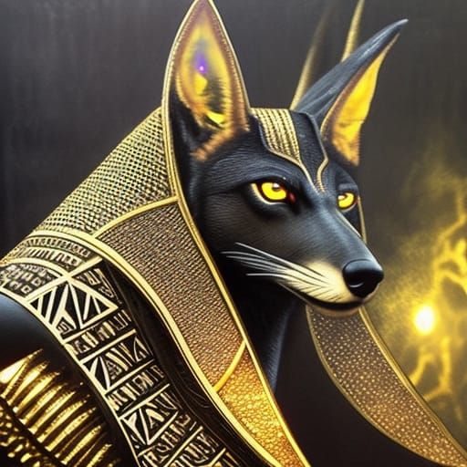 Anubis: Jackal-Headed Egyptian God in Liquid Art Style