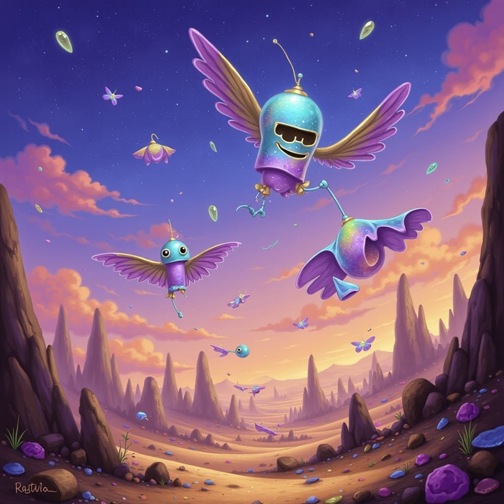 Crystal Skimmers Transport Gelfling Clan Over Gemstone Deser...