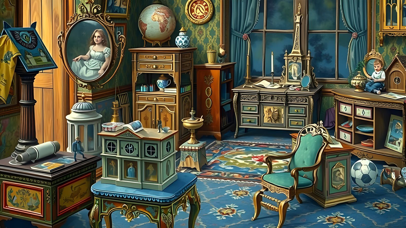 Whimsical Children's Scene in Pre-Raphaelite Style