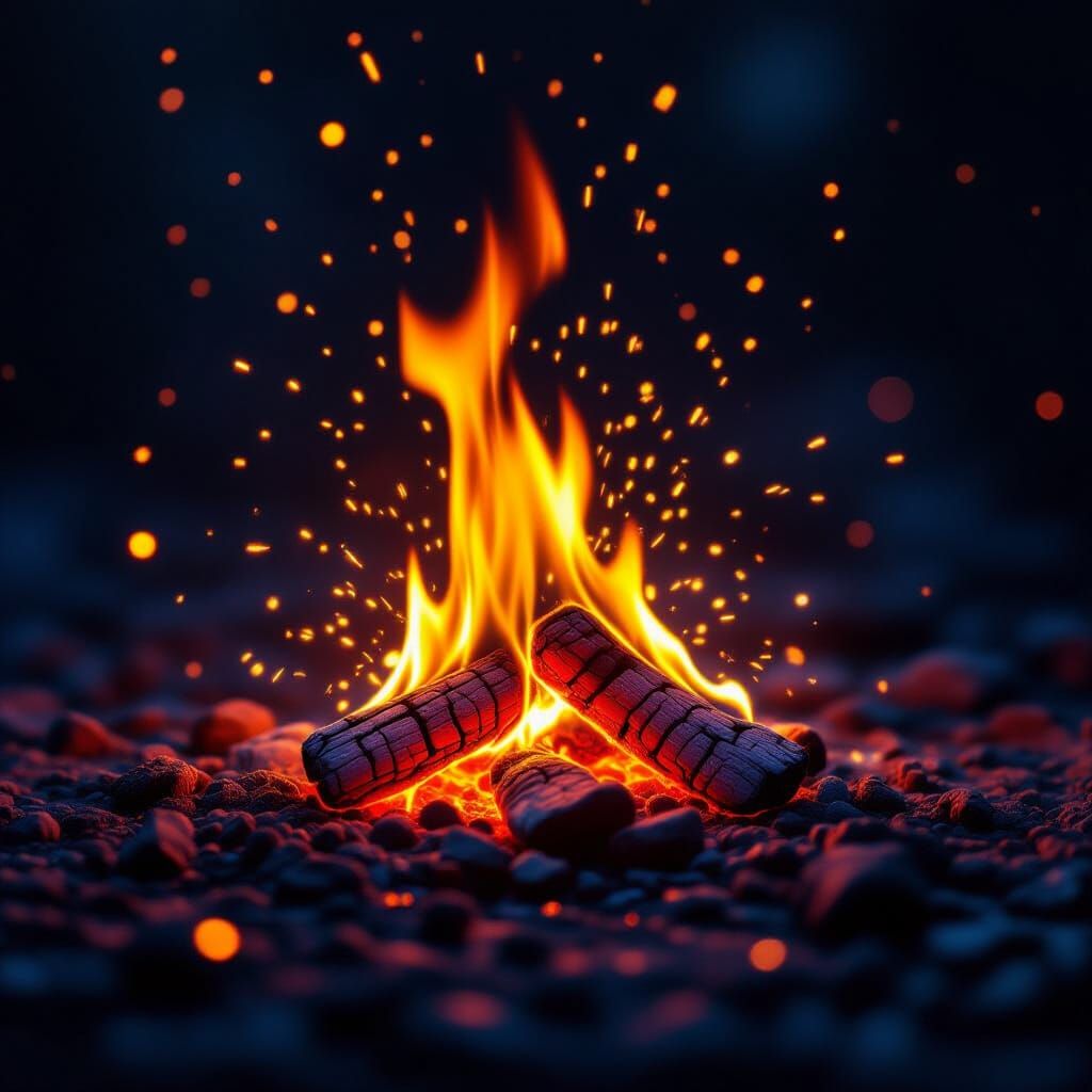 Glowing Ember Radiating Intense Light and Energy