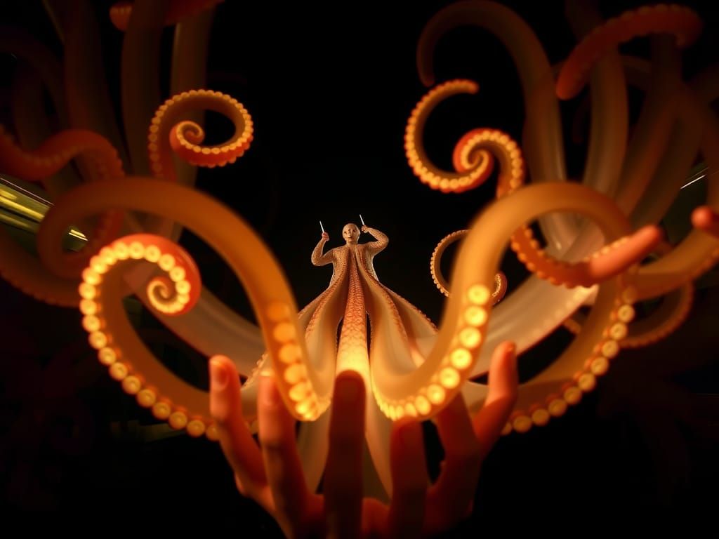 Stroboscopic Octopus Drumming: Multiple Exposure Art