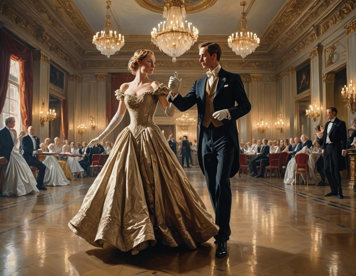 Elegant Ballroom Dance in Classic Realism Style