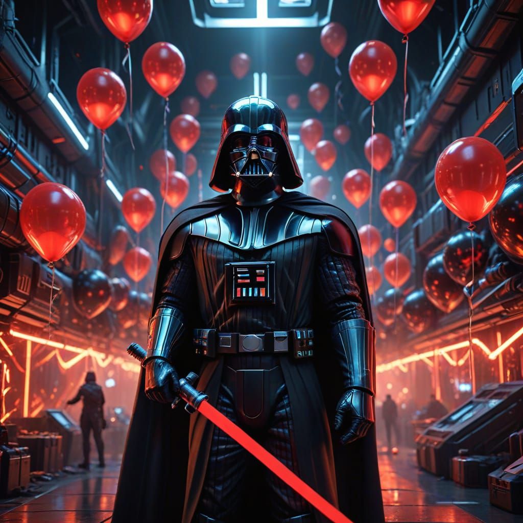 Darth Vader Prepares Starship Festivities in Sci-Fi Art