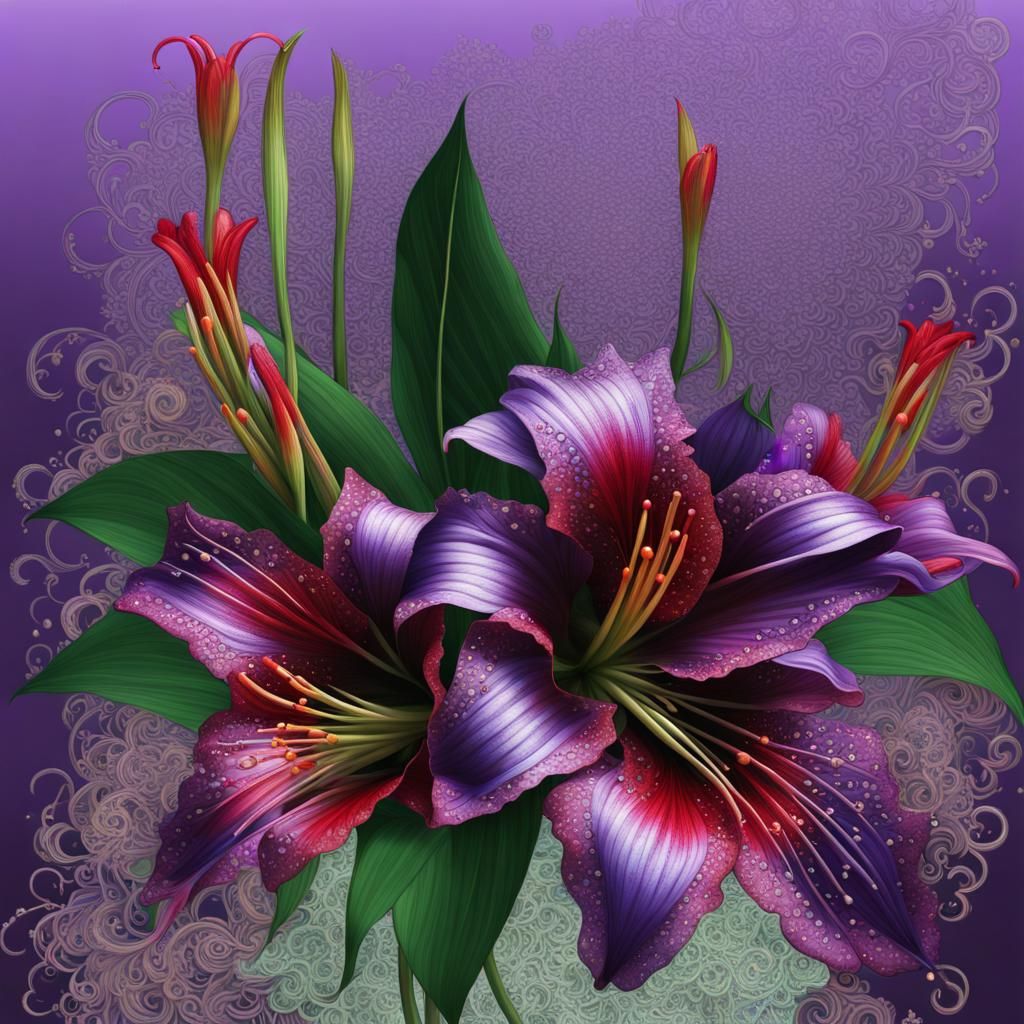 Purple lilies