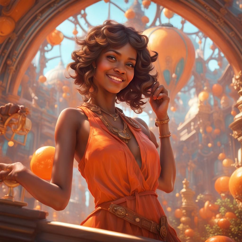 Playful Girl in Dynamic Lighting: Digital Art