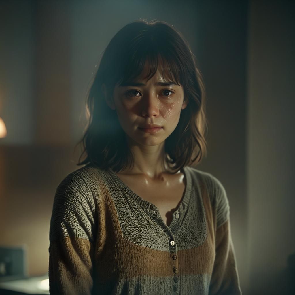 Heartbreak in a Dimly Lit Cinematic Still