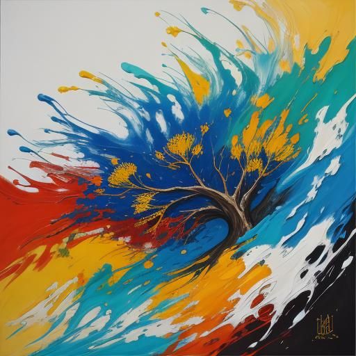 Abstract Landscape Painting with Impasto Brushstrokes