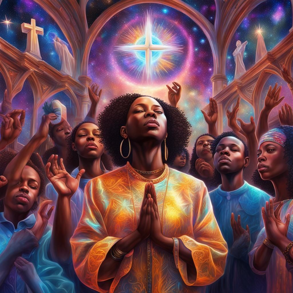 Congregation Praising God: Holographic Cosmic Illustration