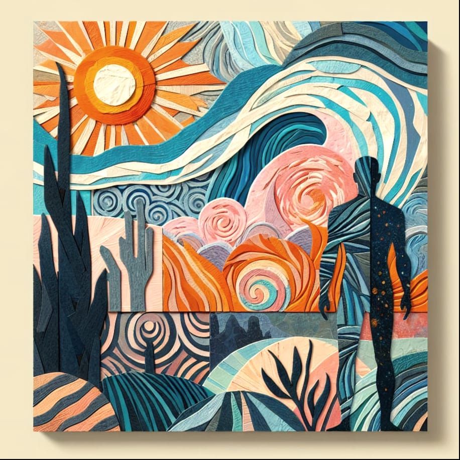 Vibrant Post-Impressionist Collage Capturing Human Form and ...