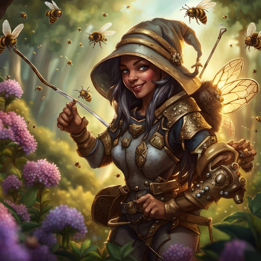 Gnomish Swarm Keeper Ranger in Hyperrealistic Style