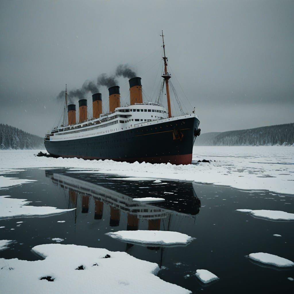 Bleak Titanic on Frozen Finnish Lake