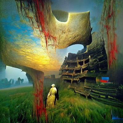 Surreal Image of an Elderly Woman