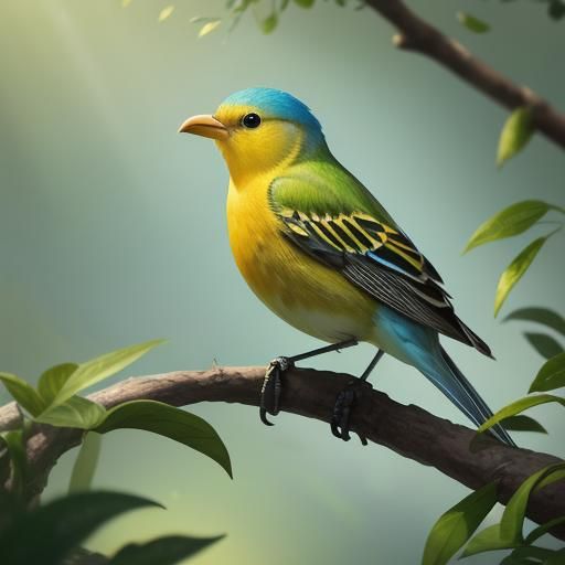 Canary Eating Peach: Hyper-Realistic Bird Photography