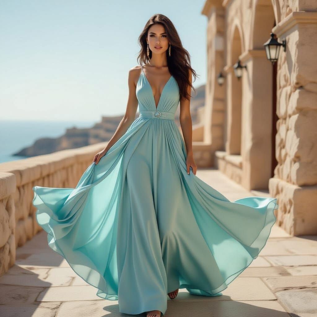 Elegant Dress Flowing Gracefully in the Wind
