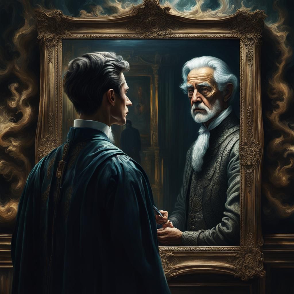 Boy's Baroque Sci-Fi Reflection in Dark Academia Style